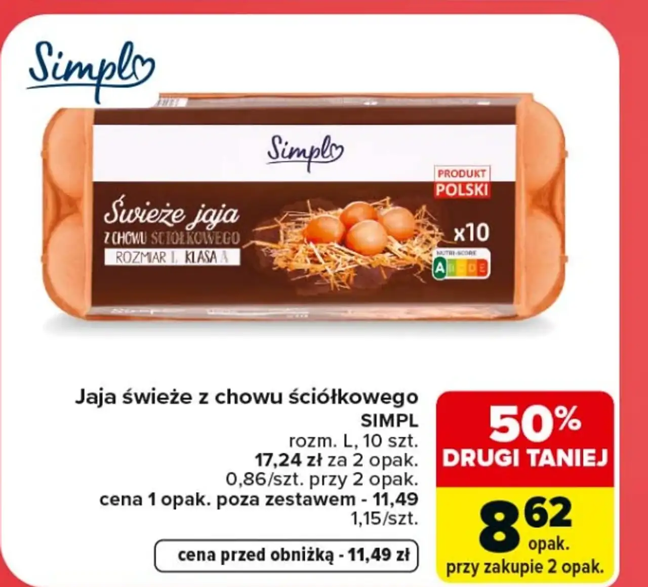 Jaja świeże z chowu ściółkowego SIMPL