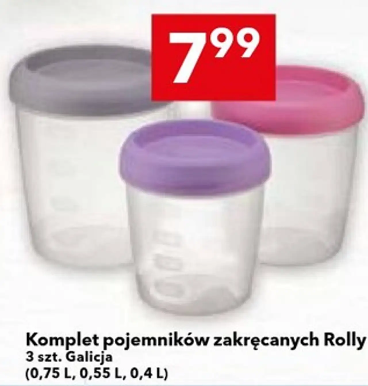 Komplet pojemników zakręcanych Rolly 3 szt. Galicja