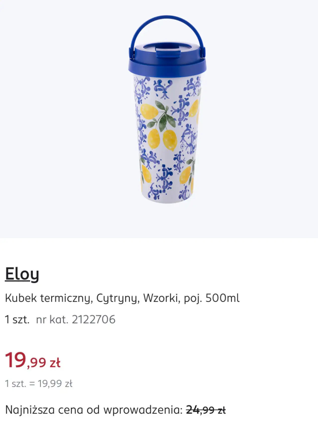 Eloy Kubek termiczny, Cytryny, Wzorki, poj. 500ml