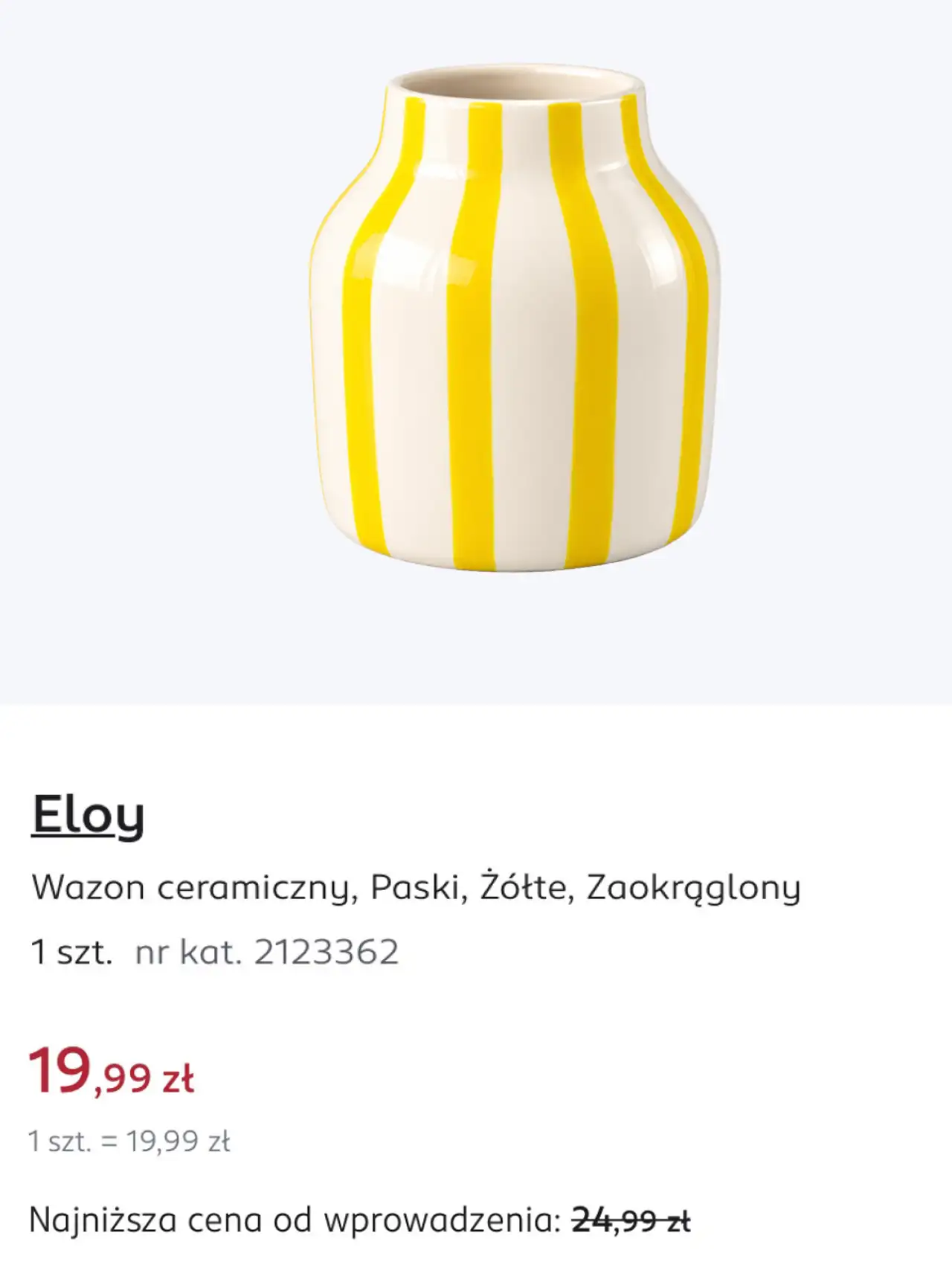 Eloy Wazon ceramiczny, Paski, Żółte, Zaokrąglony