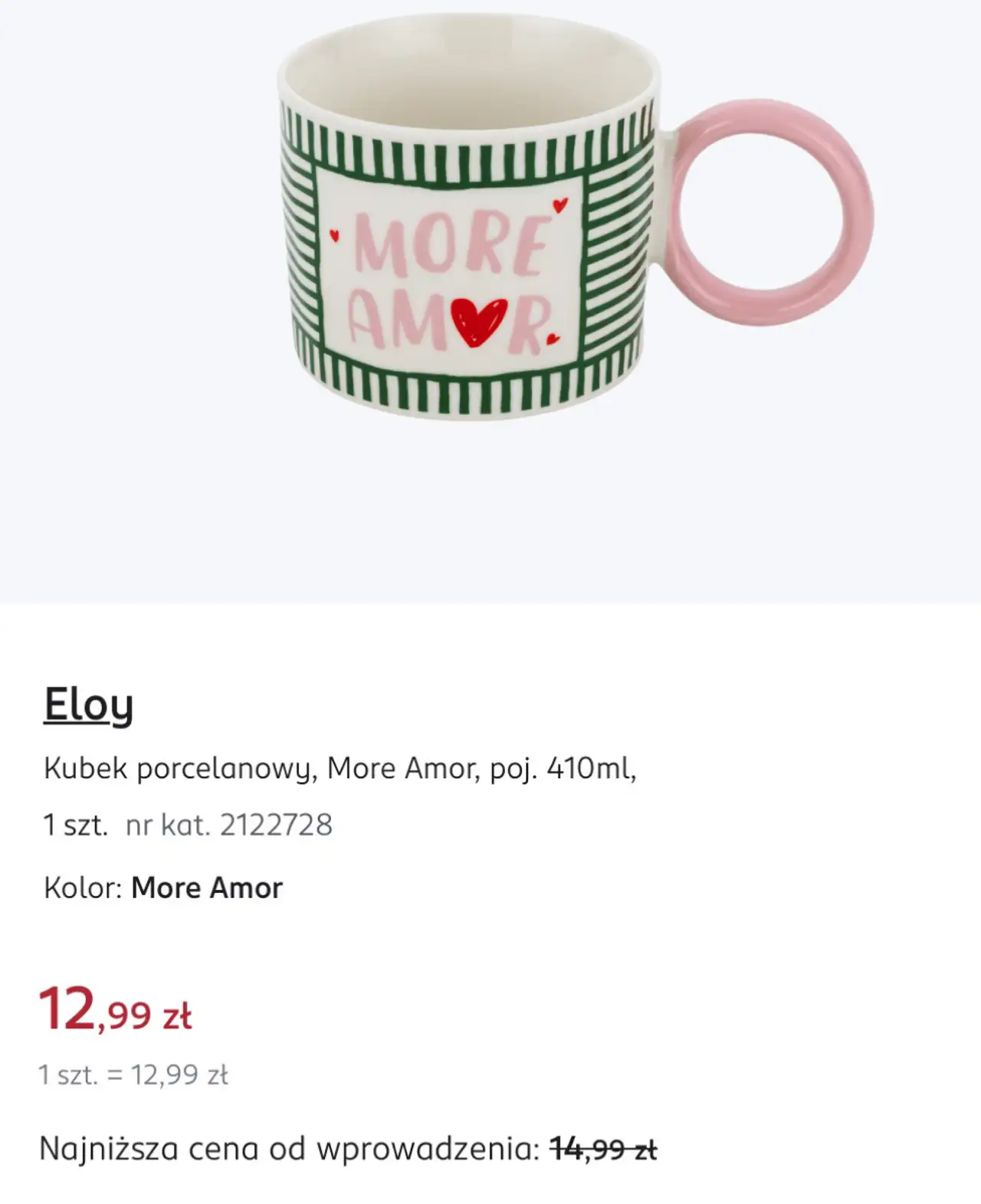 Eloy Kubek porcelanowy More Amor, poj. 410ml