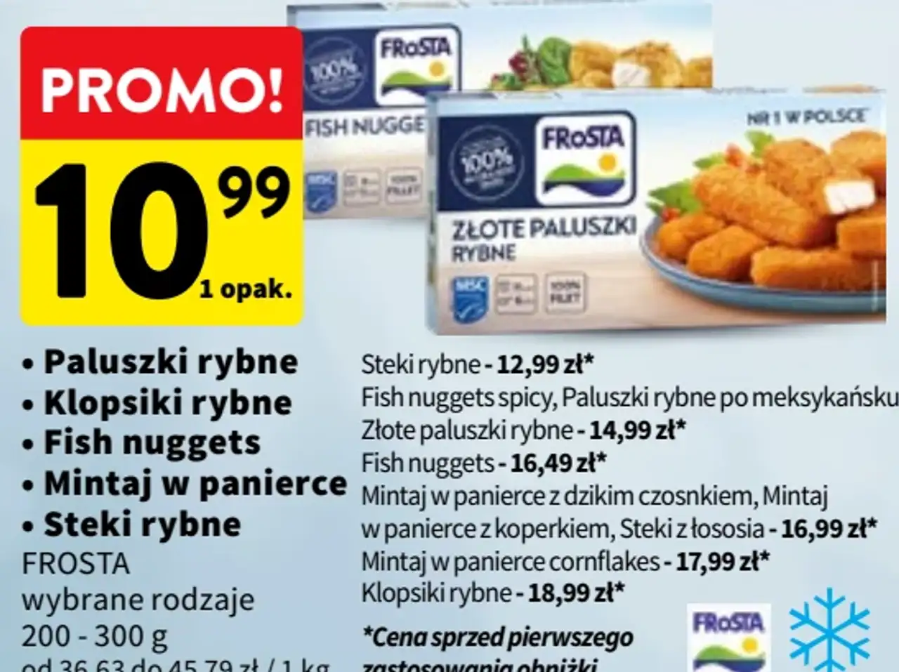 Paluszki rybne, klopsiki rybne, fish nuggets, mintaj w panierce, steki rybne Frosta