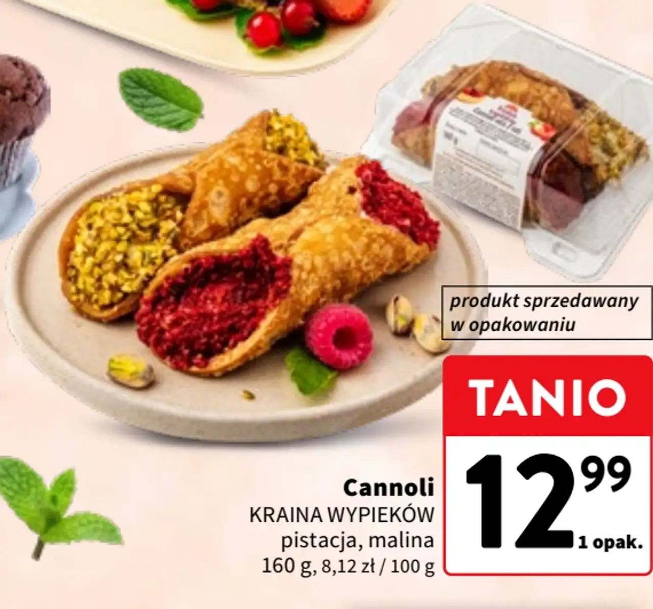 Cannoli pistacja, malina KRAINA WYPIEKÓW