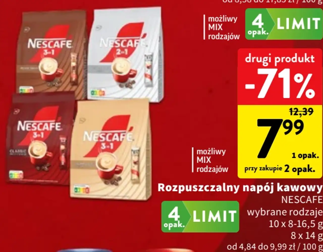 Rozpuszczalny napój kawowy Nescafé 3 in 1 / 2 in 1