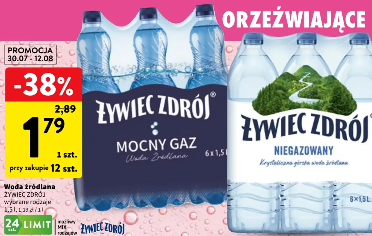 Woda źródlana Żywiec Zdrój wybrane rodzaje 1,5 l