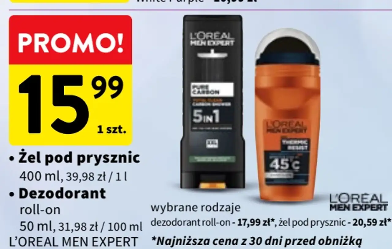 Żel pod prysznic lub dezodorant roll-on L'Oreal Men Expert