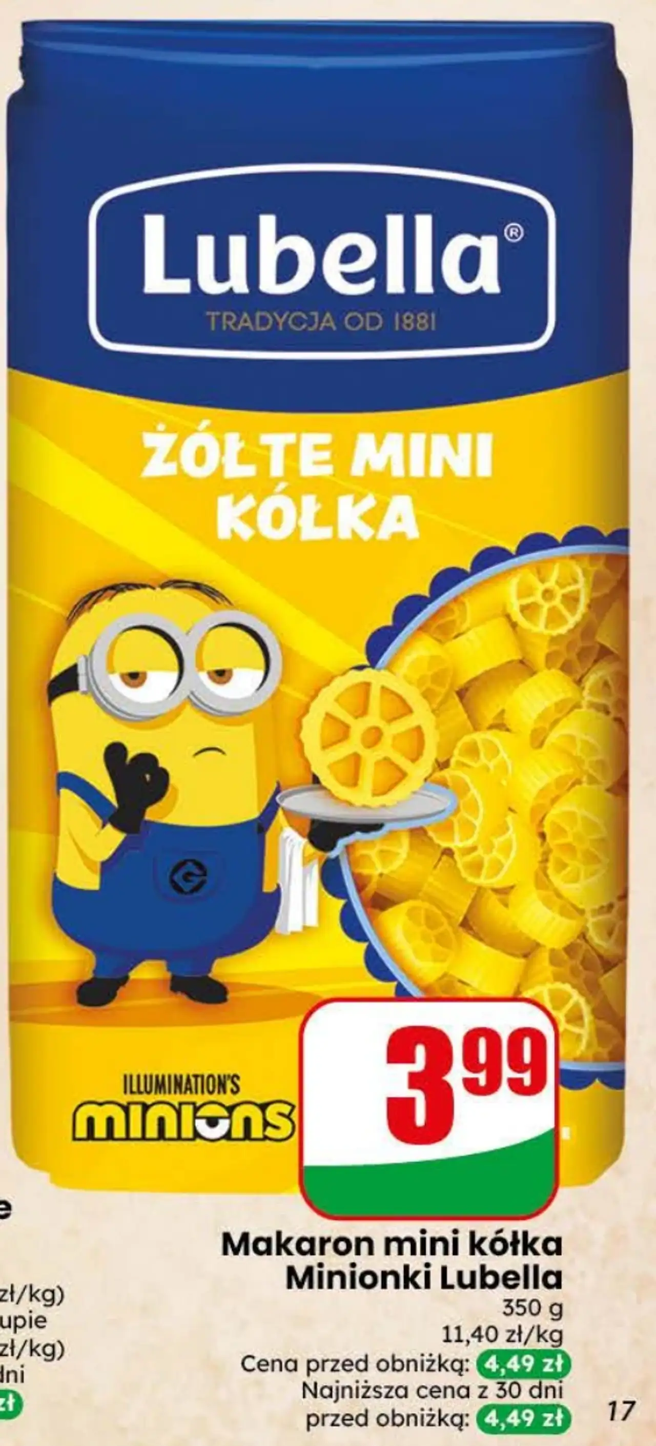 Makaron mini kółka Minionki Lubella