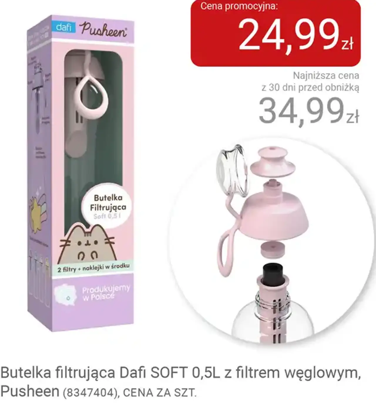 Butelka filtrująca Dafi SOFT 0,5L z filtrem węglowym Pusheen