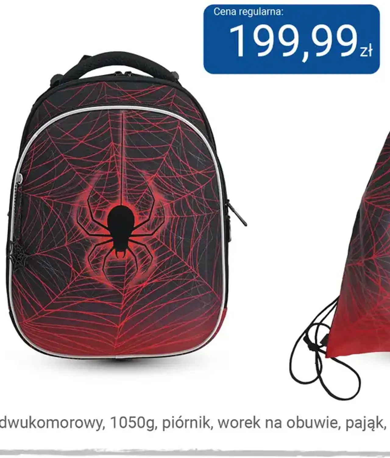 Tornister ergonomiczny premium dwukomorowy pająk Kayokki