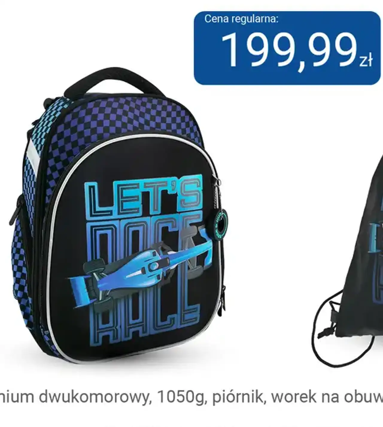 Tornister ergonomiczny premium dwukomorowy wyścigówka Kayokki