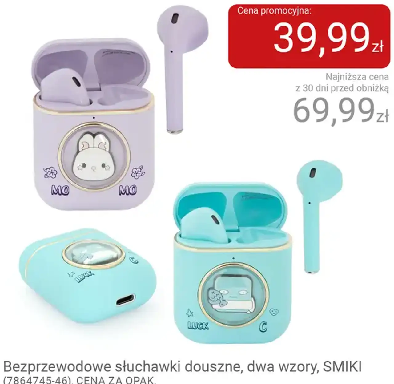 Bezprzewodowe słuchawki douszne SMIKI, dwa wzory