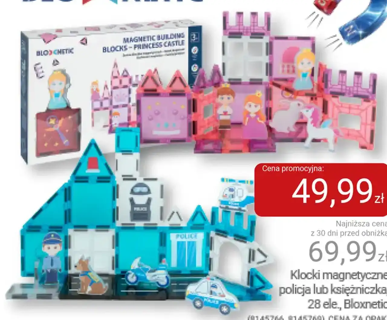 Klocki magnetyczne policja lub księżniczka, 28 ele., Bloxnetic