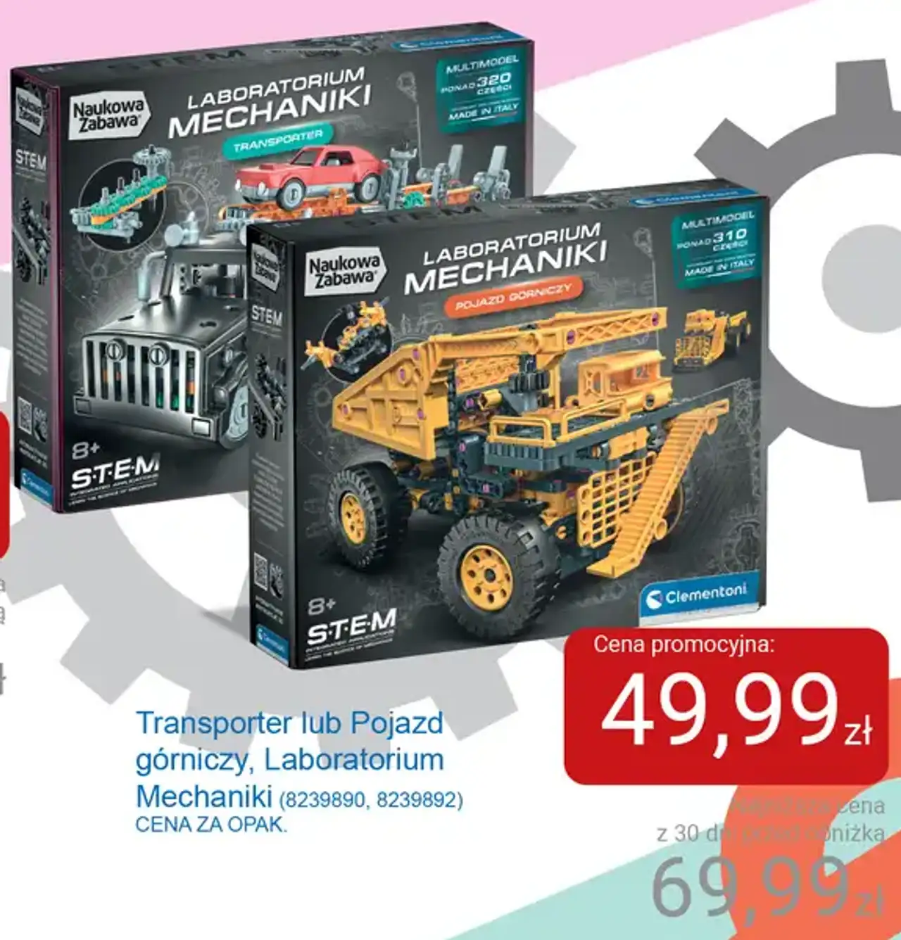 Laboratorium Mechaniki Transporter lub Pojazd górniczy Clementoni Naukowa Zabawa