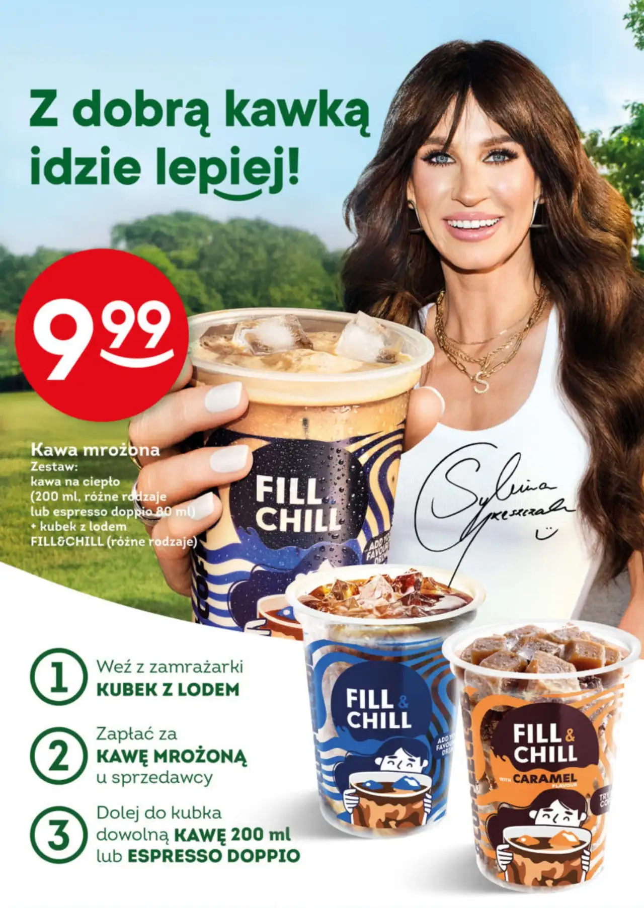 Zestaw Kawa mrożona: kawa na ciepło (200 ml) lub espresso doppio (80 ml) + kubek z lodem FILL&CHILL