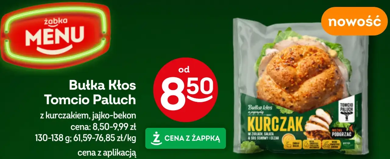 Bułka Kłos Tomcio Paluch z kurczakiem, jajko-bekon