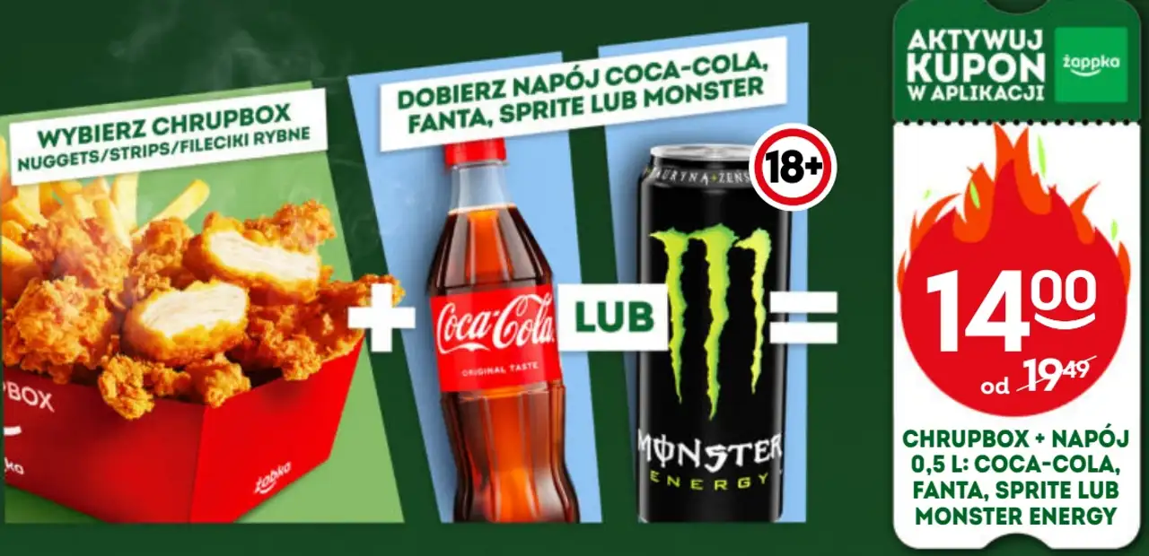 Chrupbox + Napój 0,5l (Coca-Cola, Fanta, Sprite lub Monster Energy)