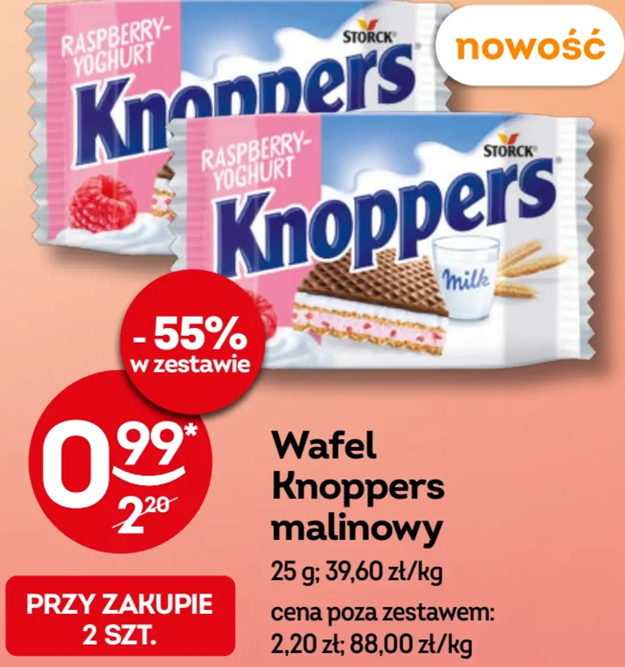 Wafel Knoppers malinowy