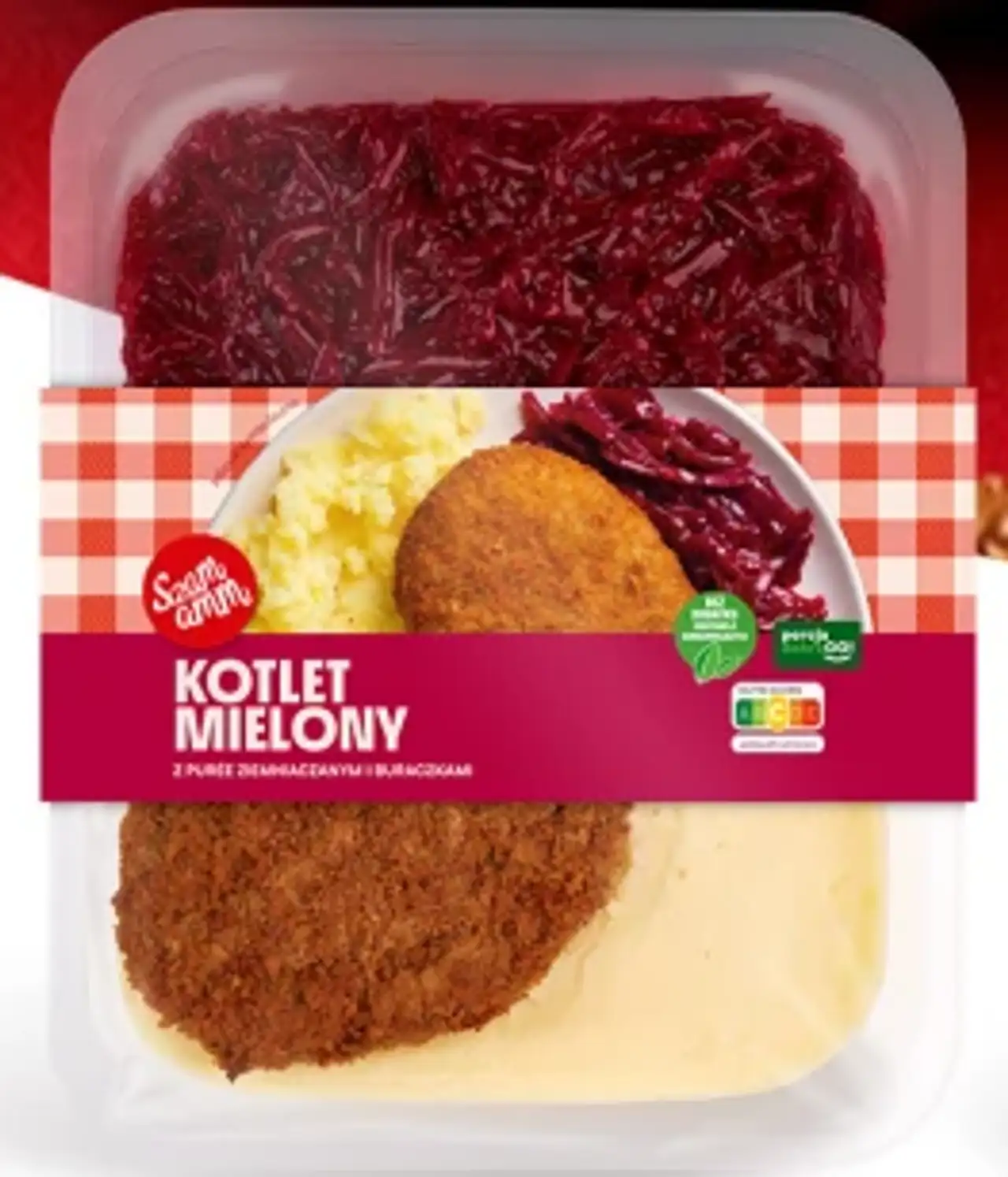 Kotlet mielony z puree ziemniaczanym i buraczkami Szamamm
