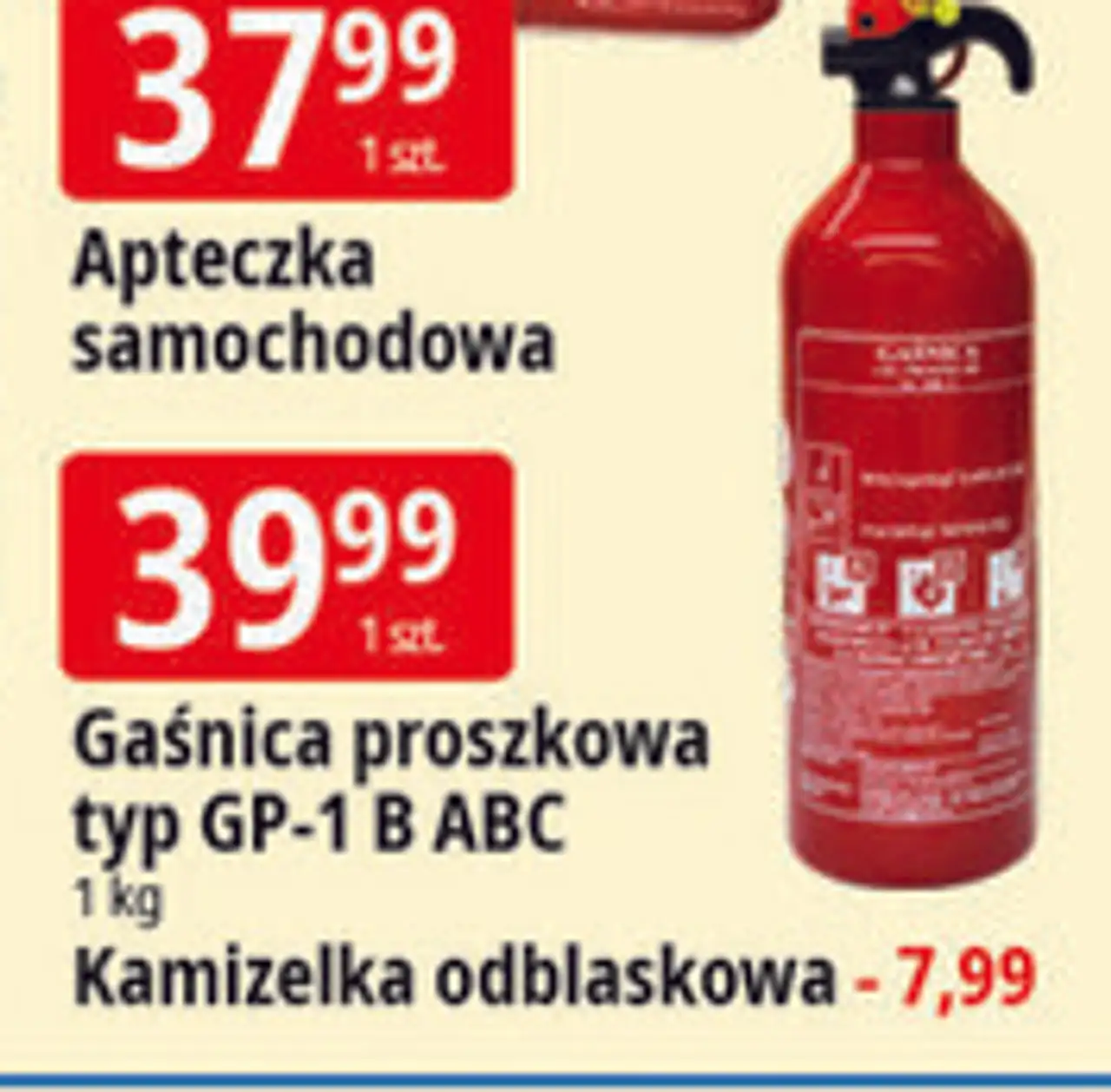 Gaśnica proszkowa typ GP-1 B ABC / Kamizelka odblaskowa