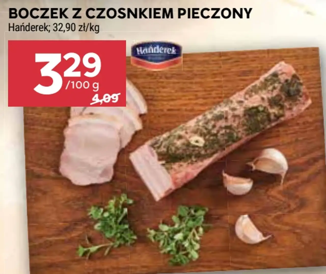 Boczek z czosnkiem pieczony Hańderek
