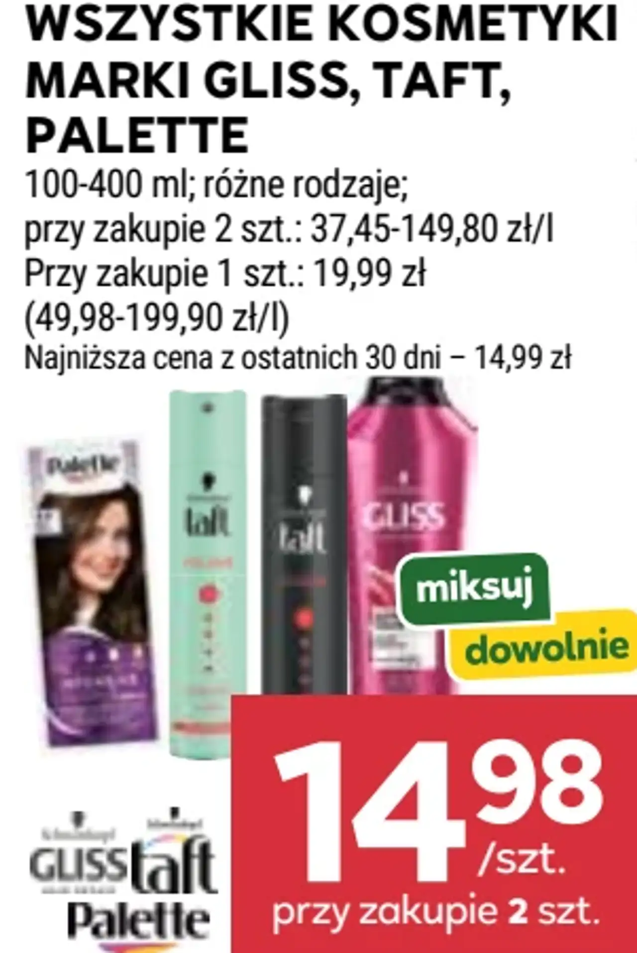 Wszystkie kosmetyki marki Gliss, Taft, Palette