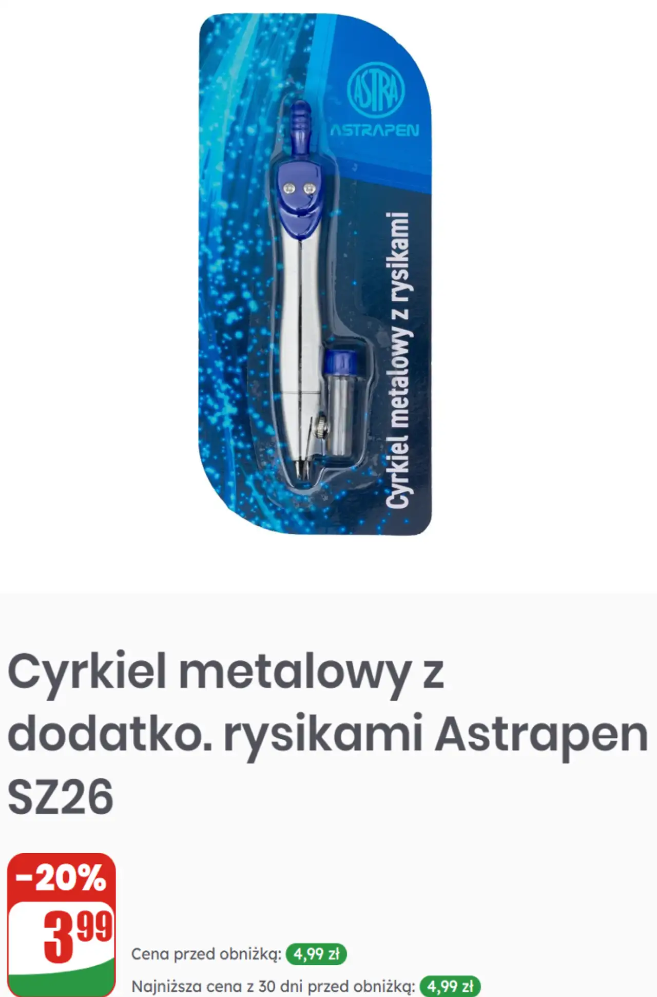 Cyrkiel metalowy z dodatkowymi rysikami Astrapen SZ26