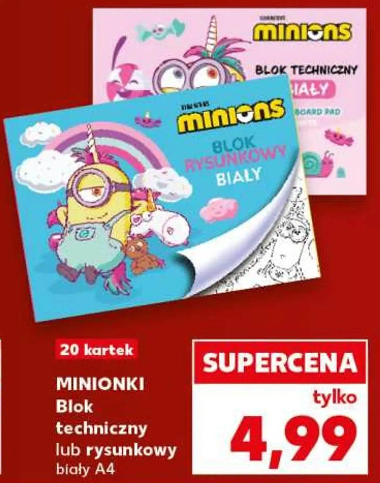 MINIONKI Blok techniczny lub rysunkowy biały A4