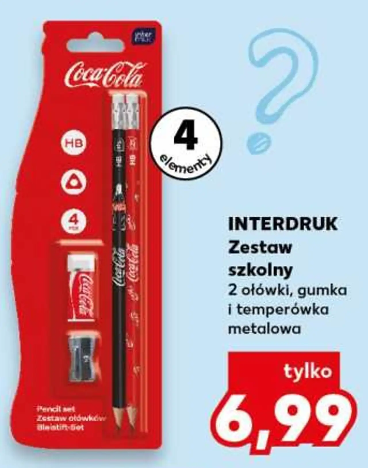 INTERDRUK Zestaw szkolny 2 ołówki, gumka i temperówka metalowa