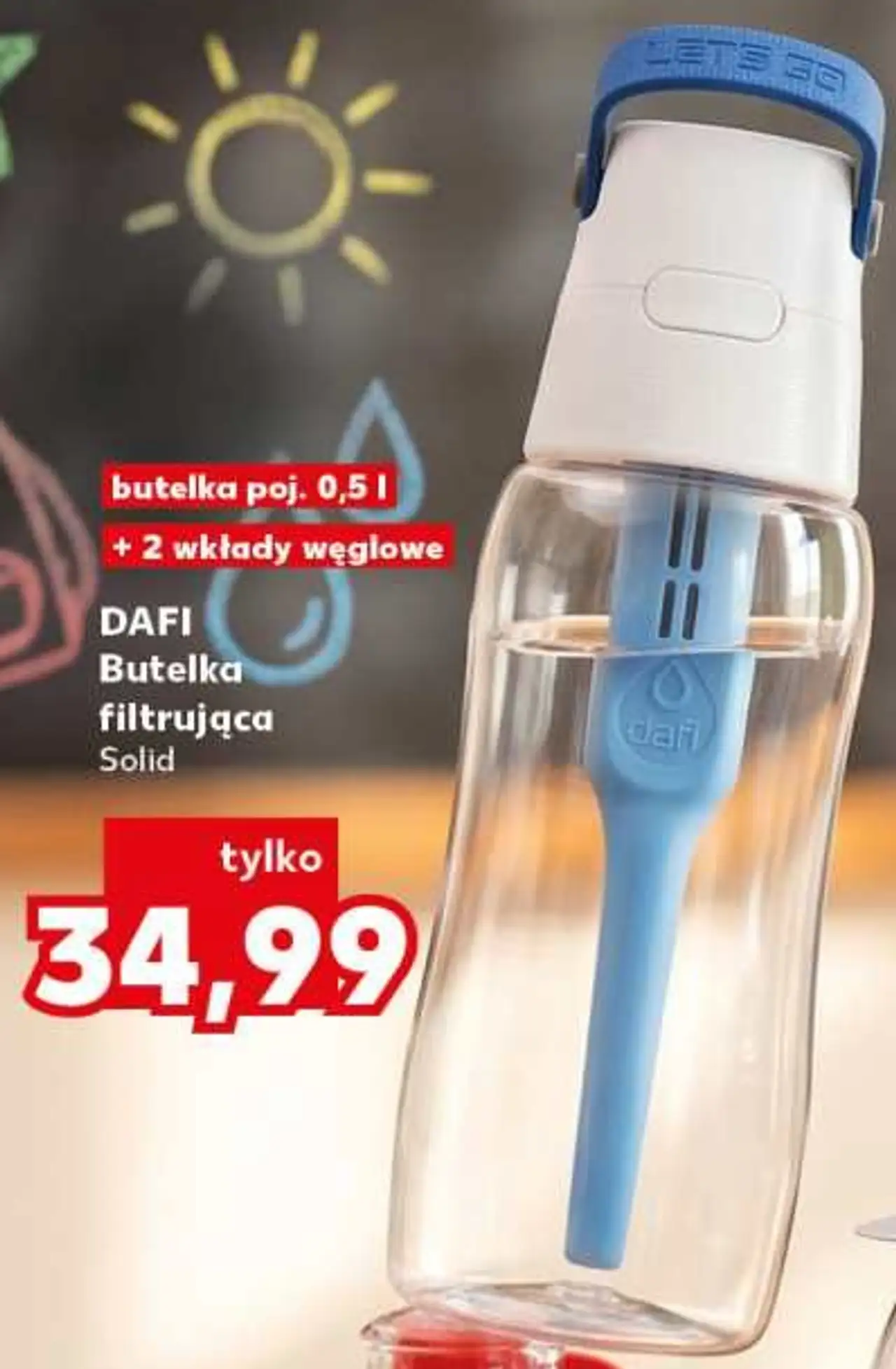 DAFI Butelka filtrująca Solid 0,5 l + 2 wkłady węglowe