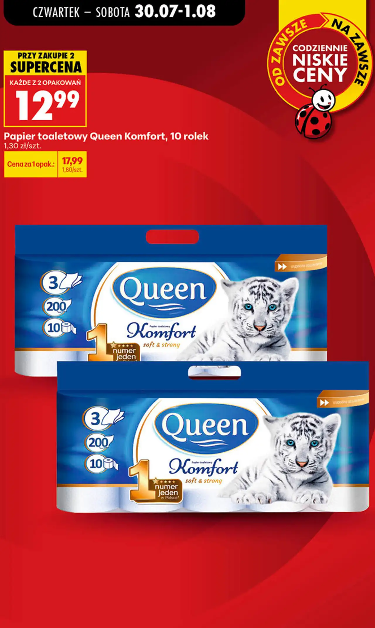 Queen Komfort Papier toaletowy, 10 rolek