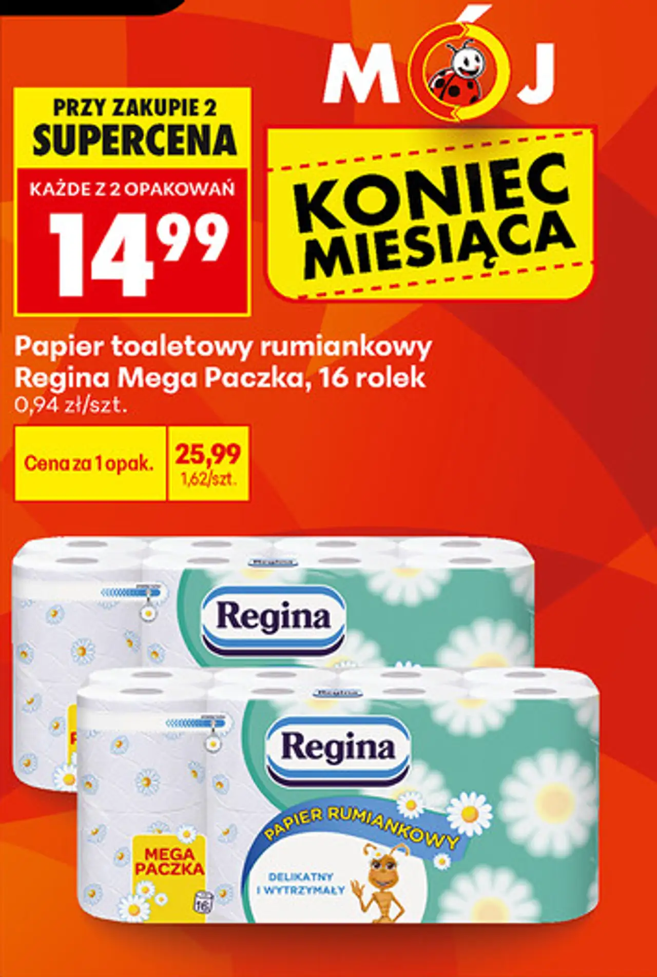 Papier toaletowy rumiankowy Regina Mega Paczka, 16 rolek