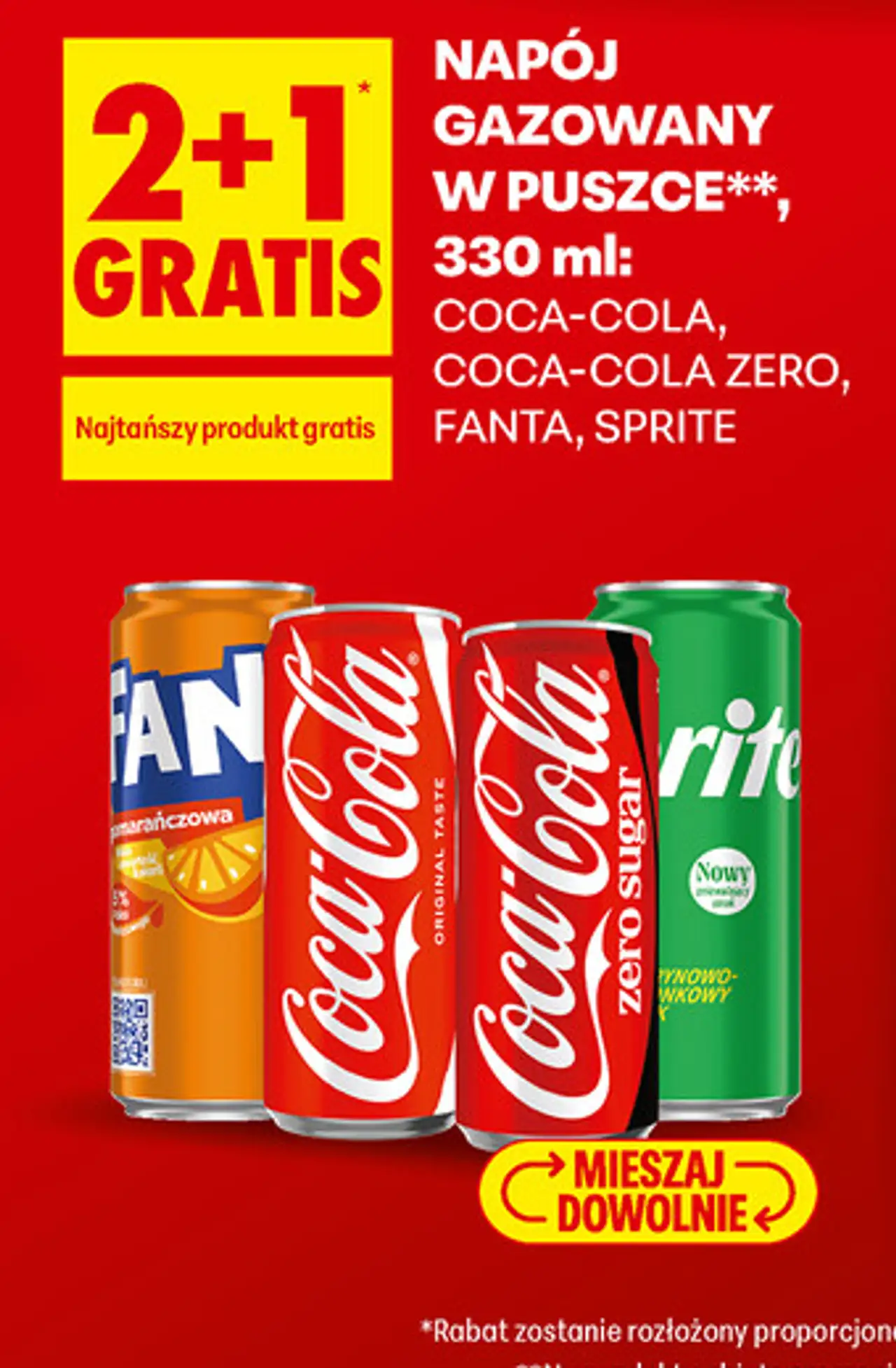 Napój gazowany w puszce Coca-Cola, Coca-Cola Zero, Fanta, Sprite 330 ml