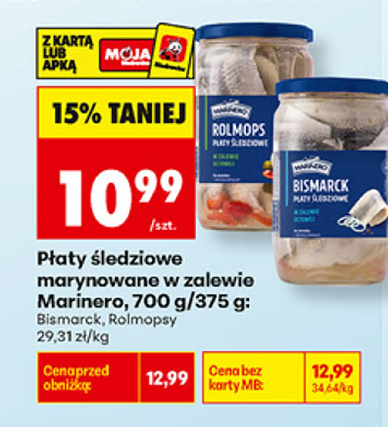 Płaty śledziowe marynowane w zalewie Marinero: Bismarck, Rolmops