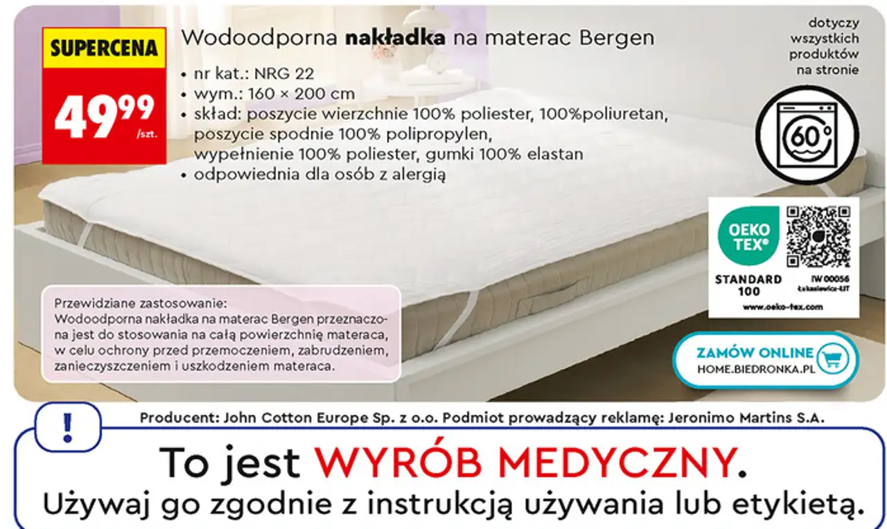 Smukee Wodoodporna nakładka na materac Bergen