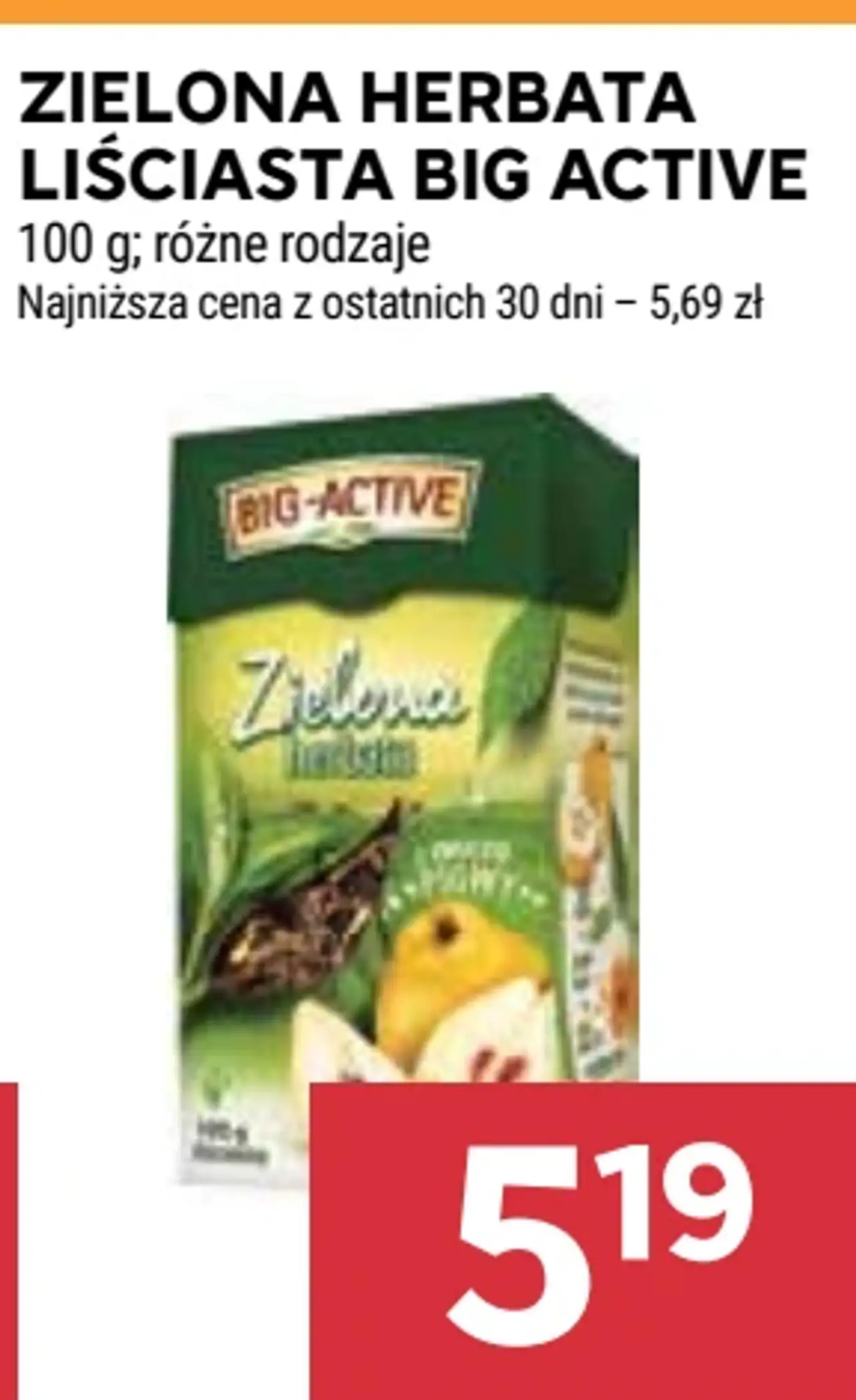 Zielona herbata liściasta Big-Active