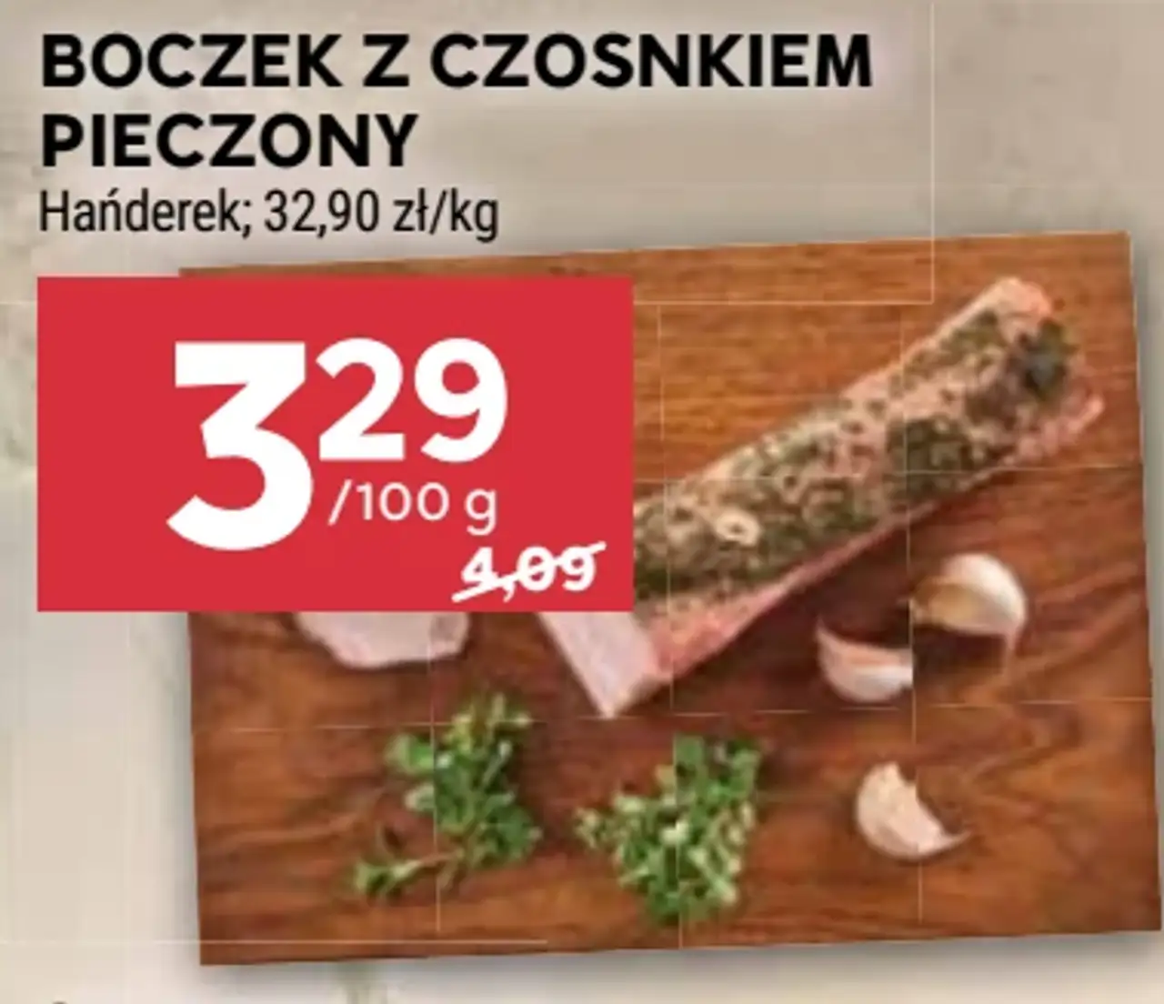 Boczek z czosnkiem pieczony Hańderek