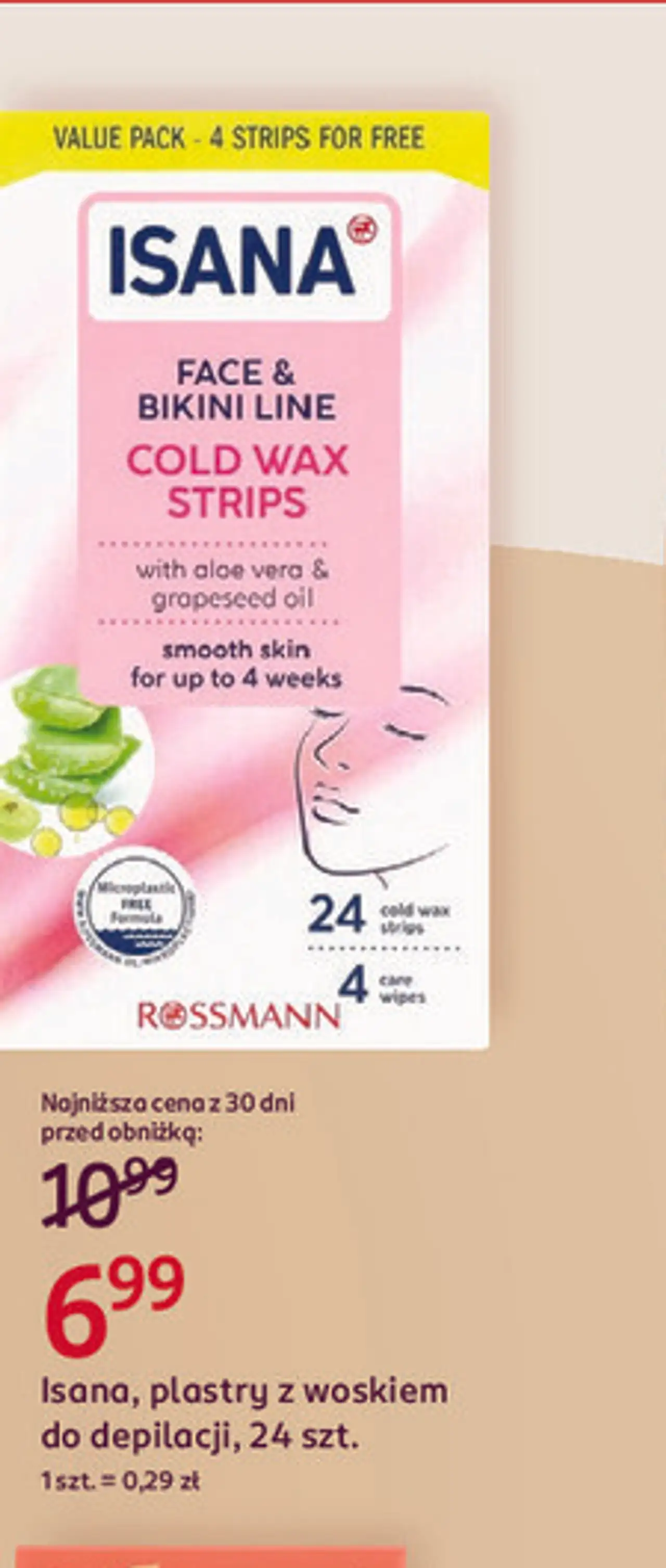Isana Face & Bikini Line Cold Wax Strips plastry z woskiem do depilacji
