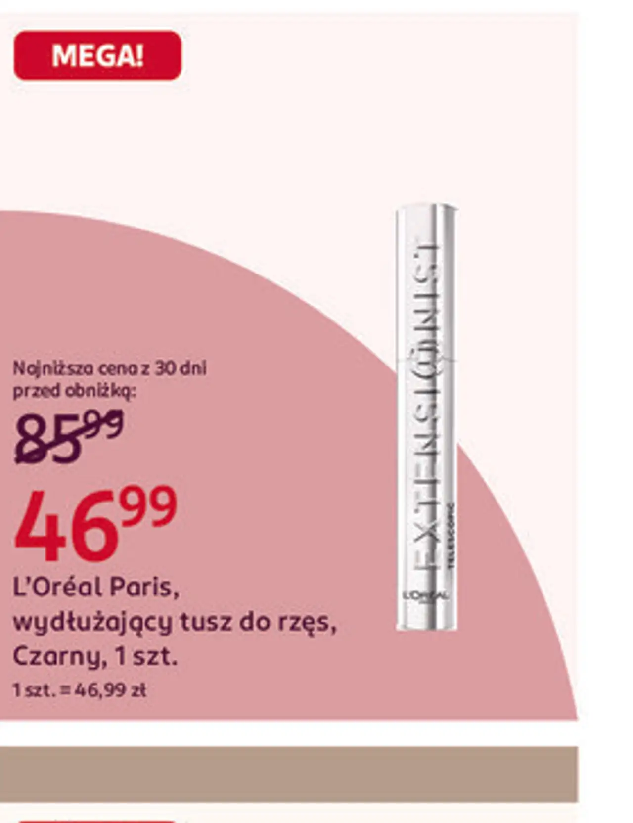 L'Oréal Paris, wydłużający tusz do rzęs, Czarny, 1 szt.