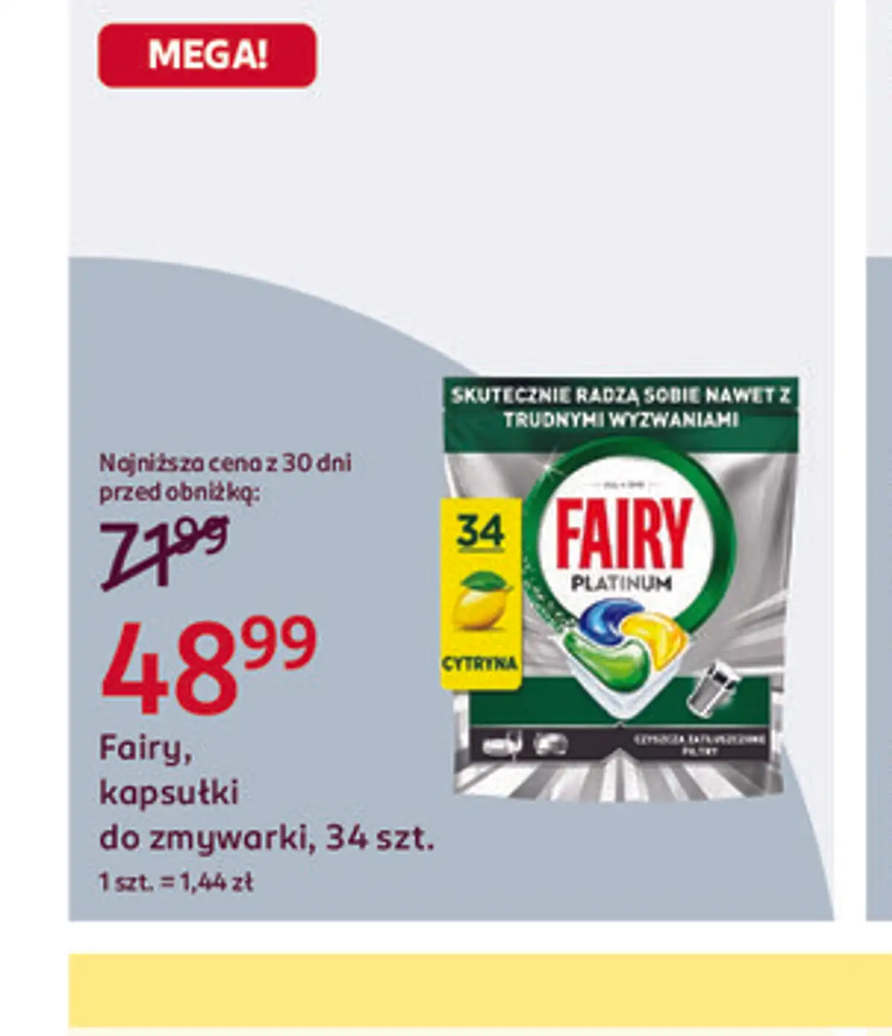 Fairy Platinum Cytryna, kapsułki do zmywarki, 34 szt.