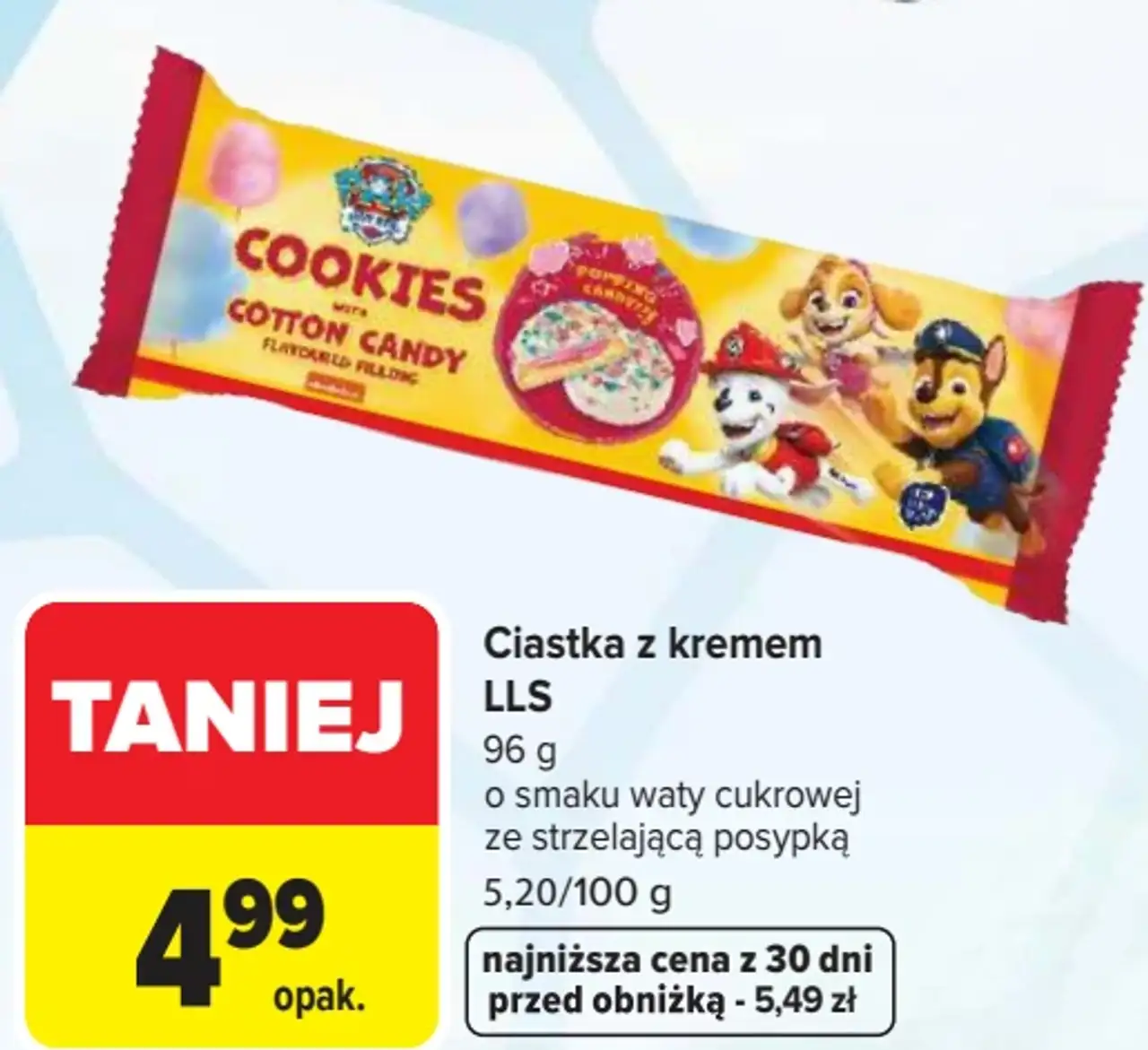 Ciastka z kremem LLS o smaku waty cukrowej ze strzelającą posypką