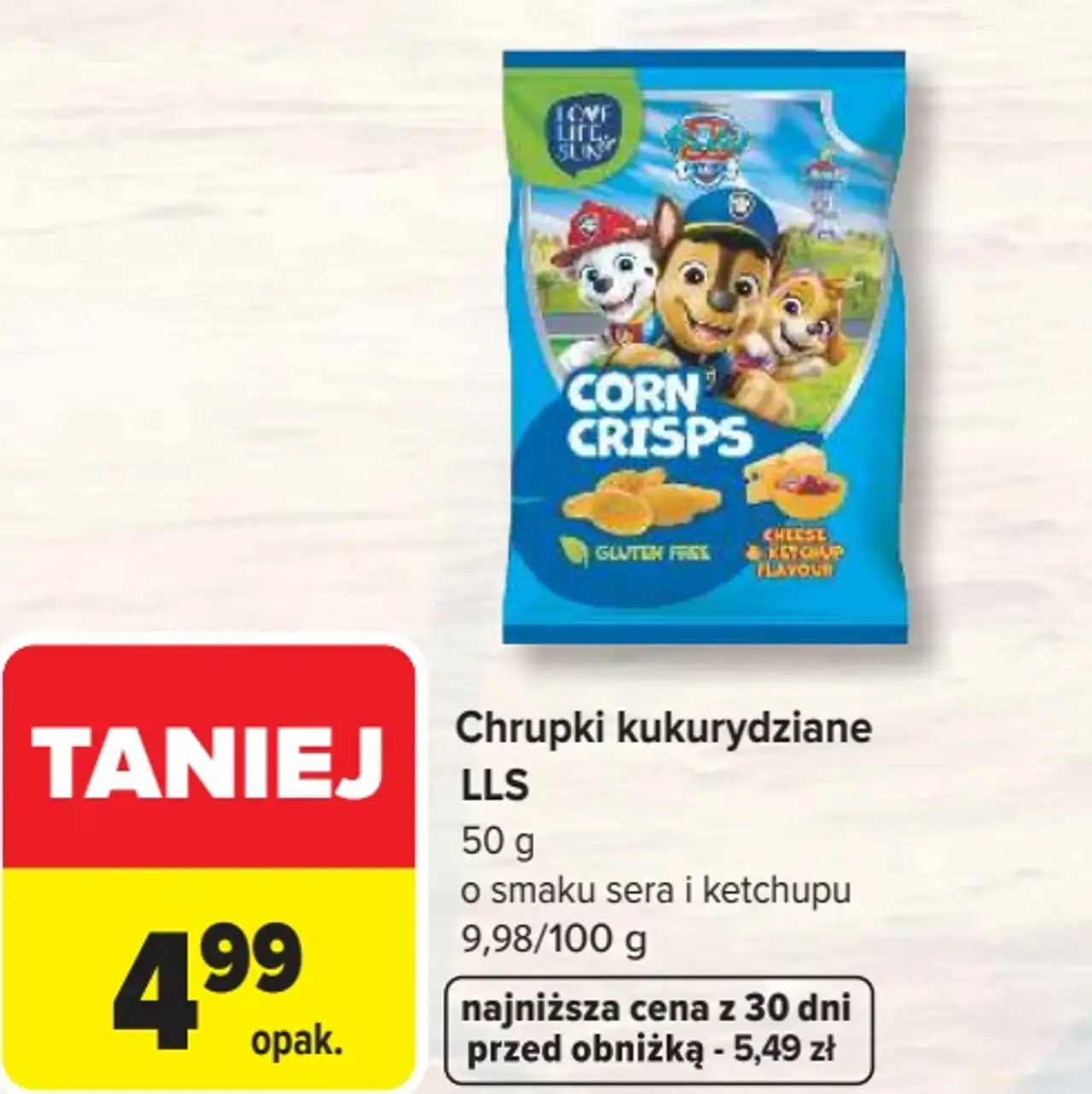 Chrupki kukurydziane LLS o smaku sera i ketchupu