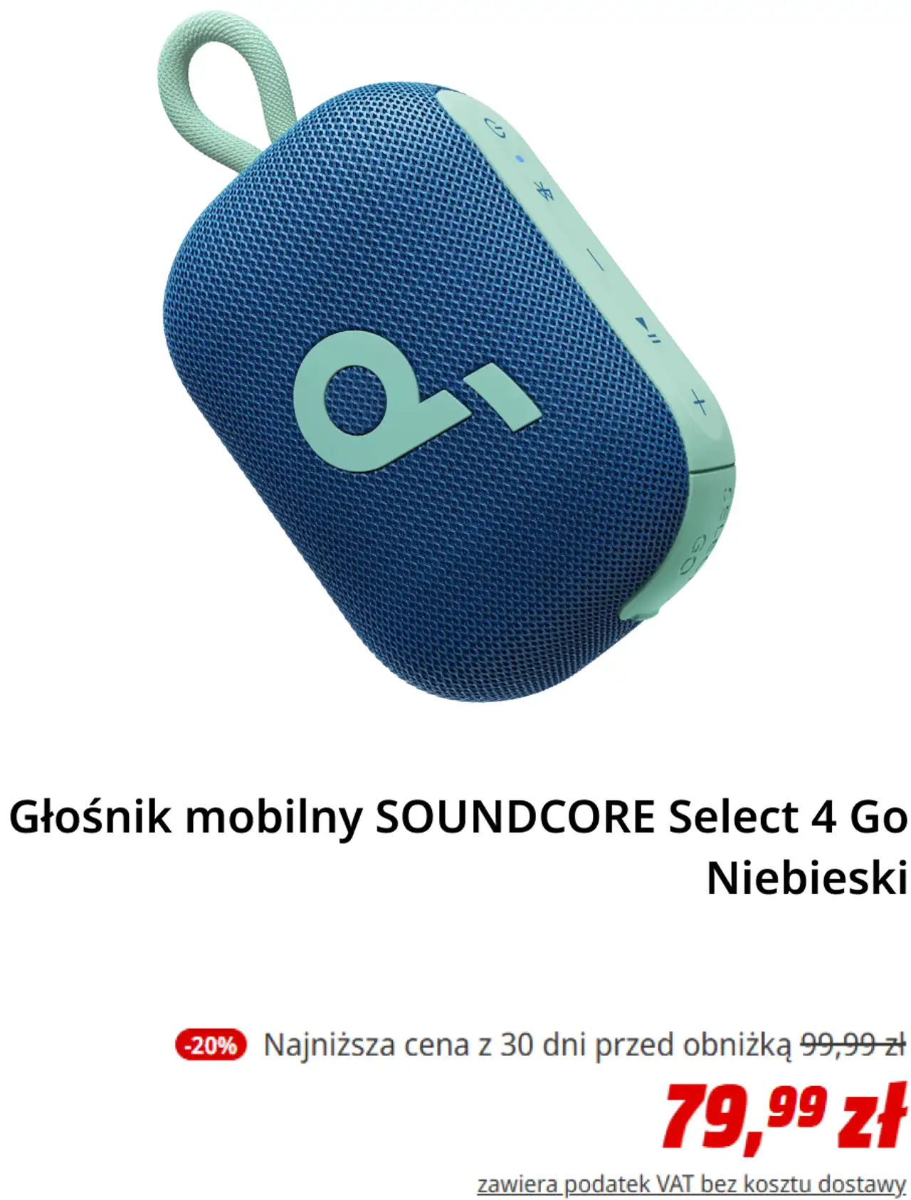 Głośnik mobilny SOUNDCORE Select 4 Go Niebieski