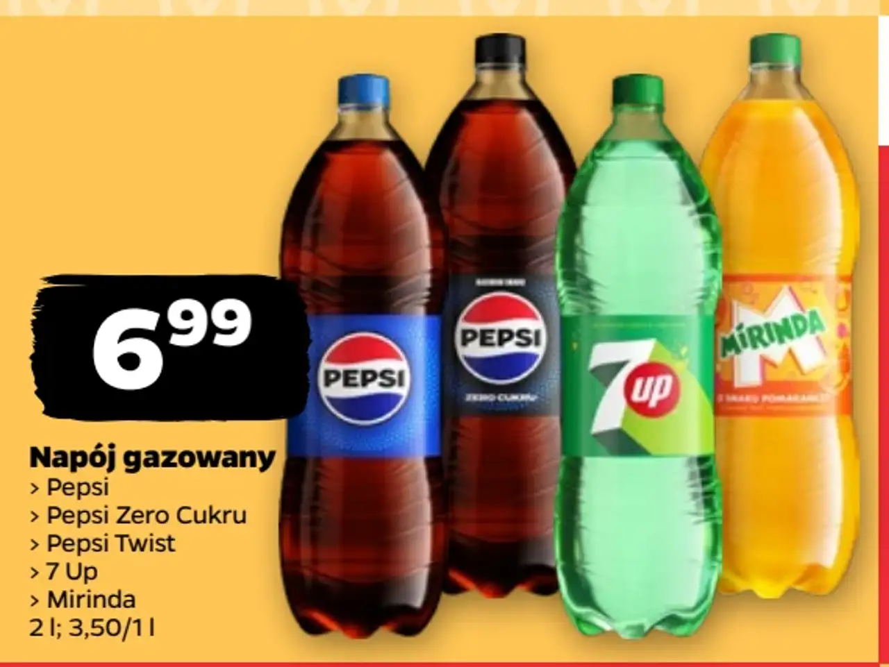 Napój gazowany Pepsi / Pepsi Zero Cukru / Pepsi Twist / 7 Up / Mirinda