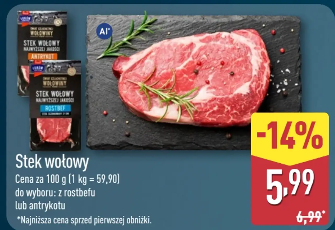 Stek wołowy z rostbefu lub antrykotu