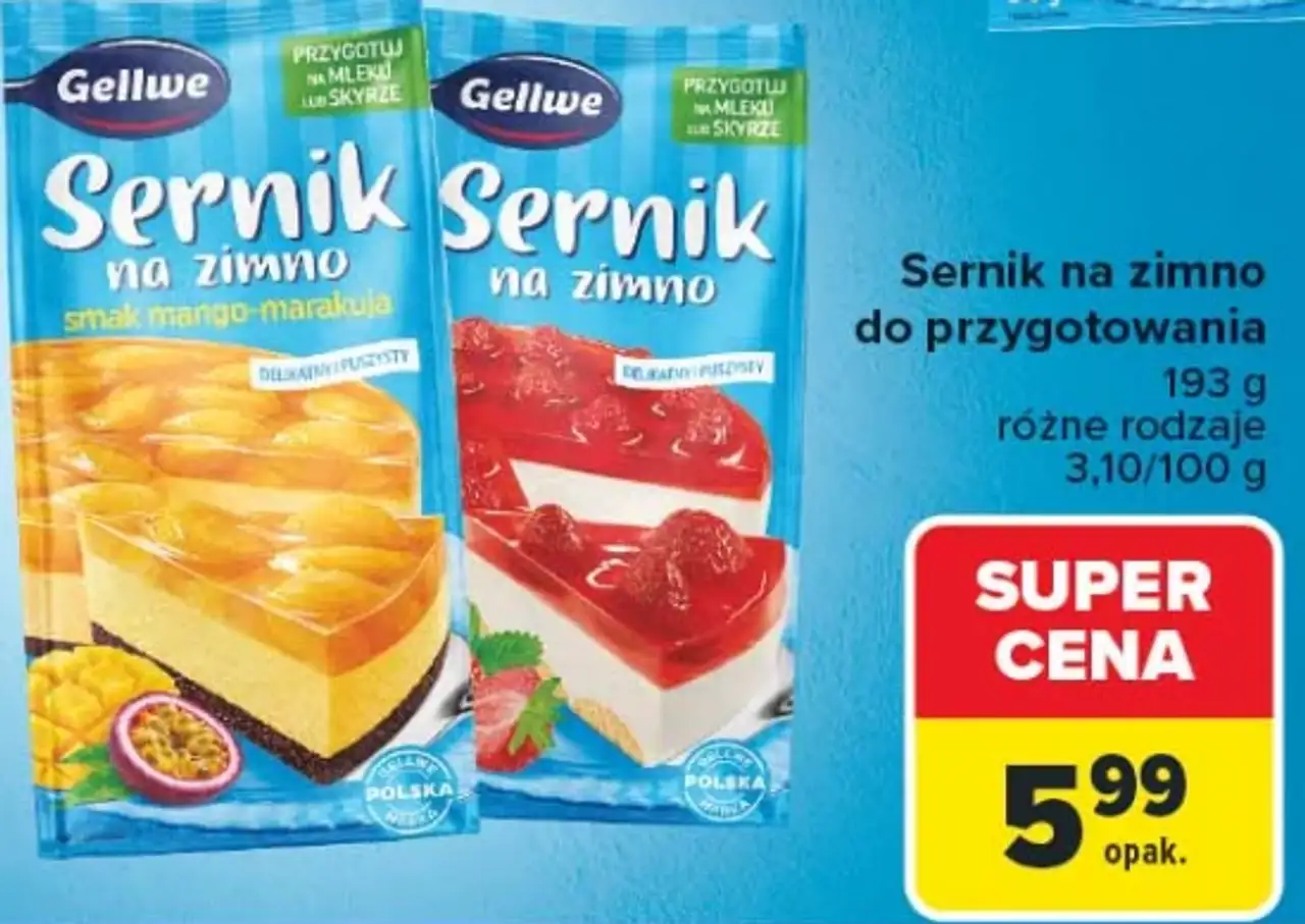 Sernik na zimno do przygotowania Gellwe