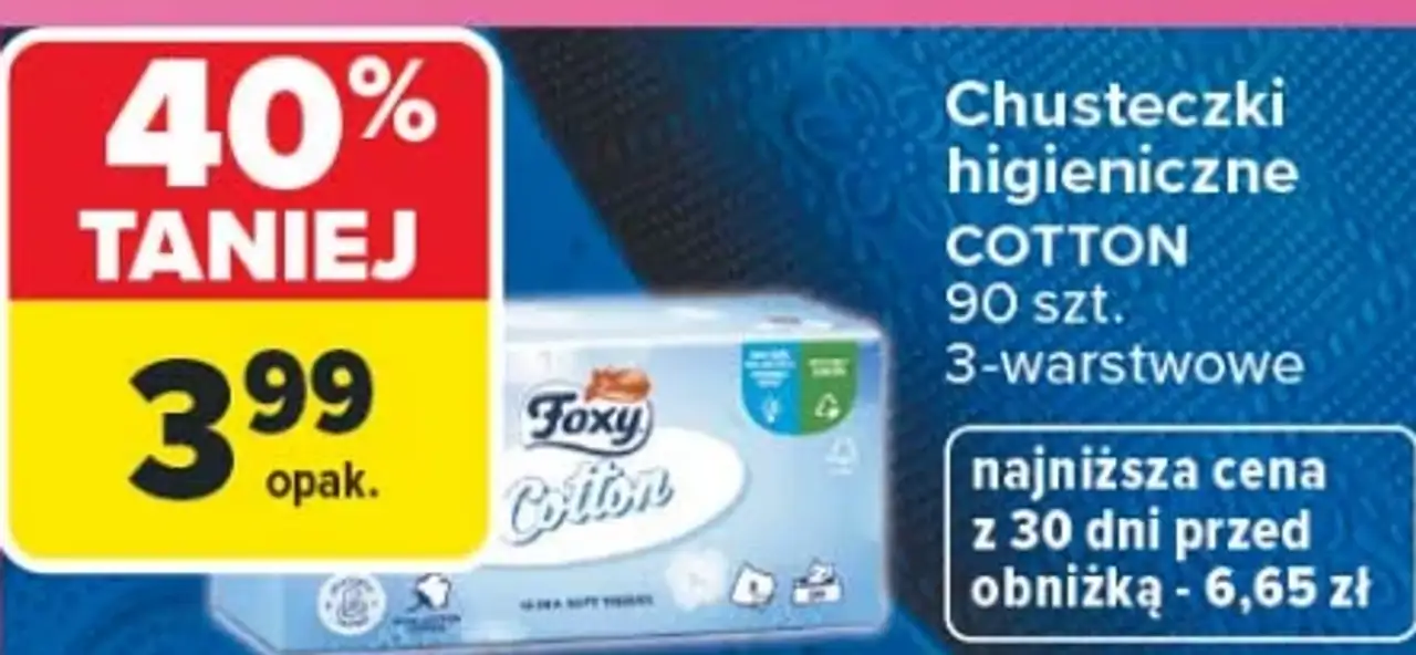 Foxy Cotton Chusteczki higieniczne 3-warstwowe