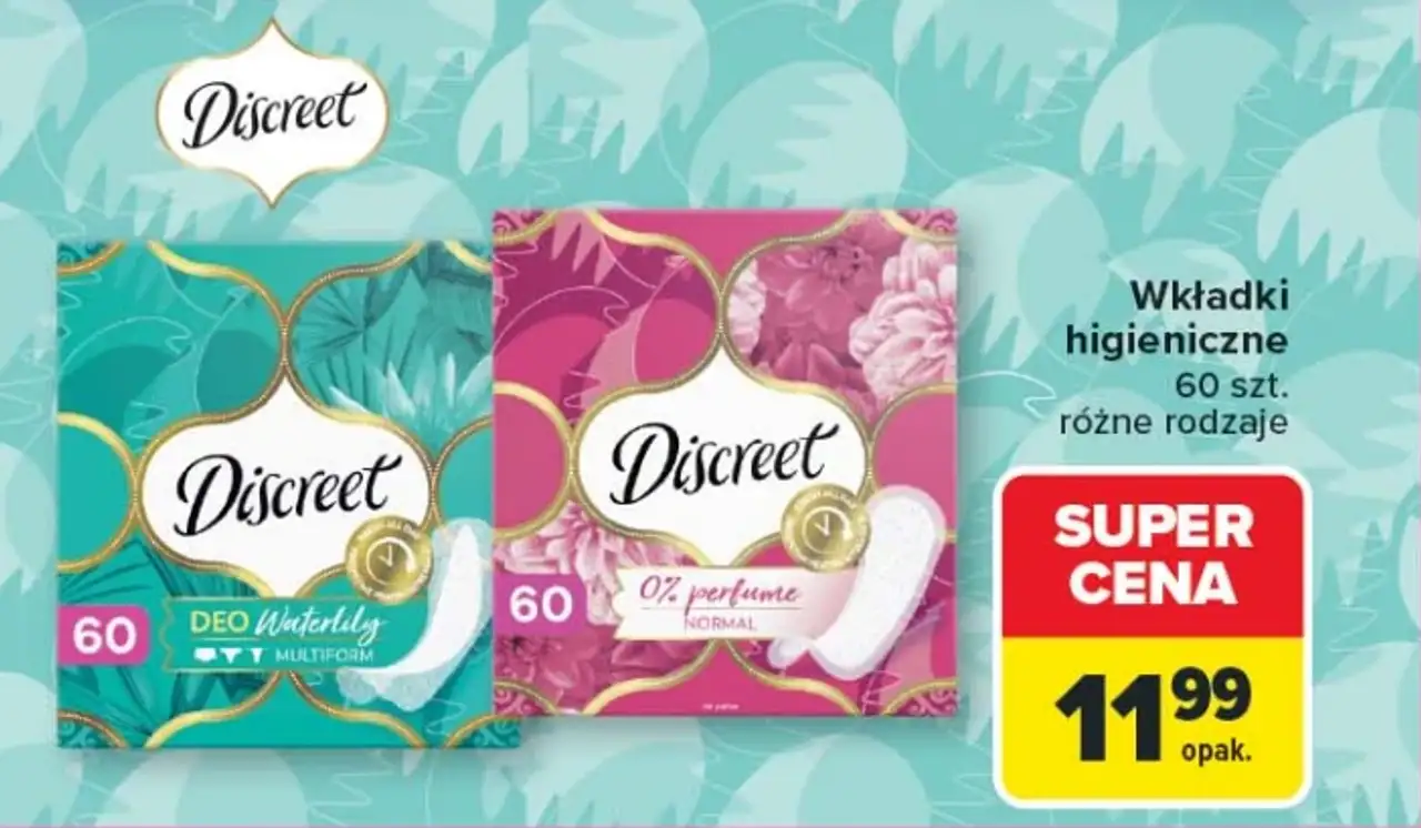 Wkładki higieniczne Discreet Deo Waterlily / 0% perfume