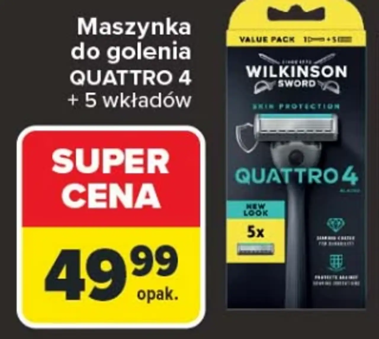 Maszynka do golenia Wilkinson Sword Quattro 4 + 5 wkładów