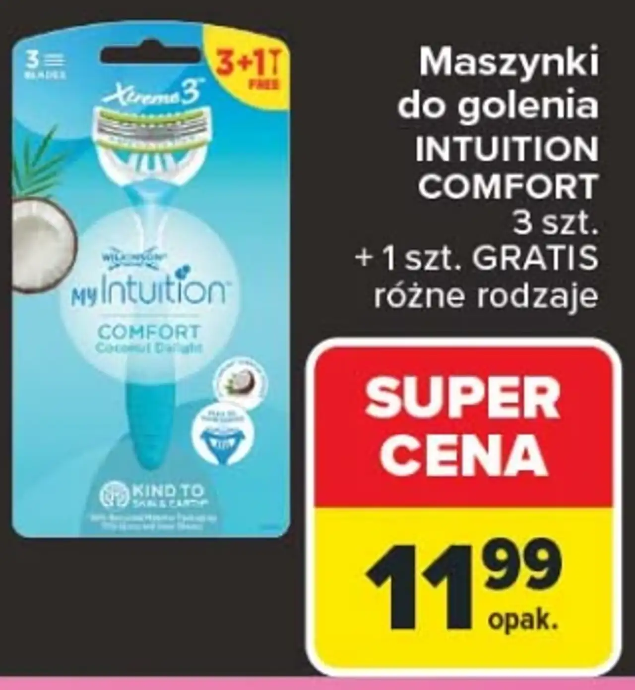 Maszynki do golenia Wilkinson Sword Intuition Comfort, 3 szt. + 1 szt. GRATIS