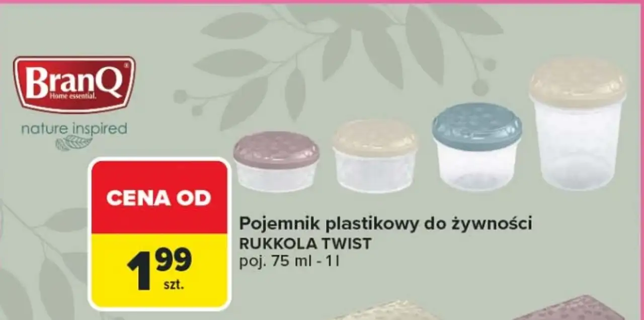 Pojemnik plastikowy do żywności BranQ Rukkola Twist